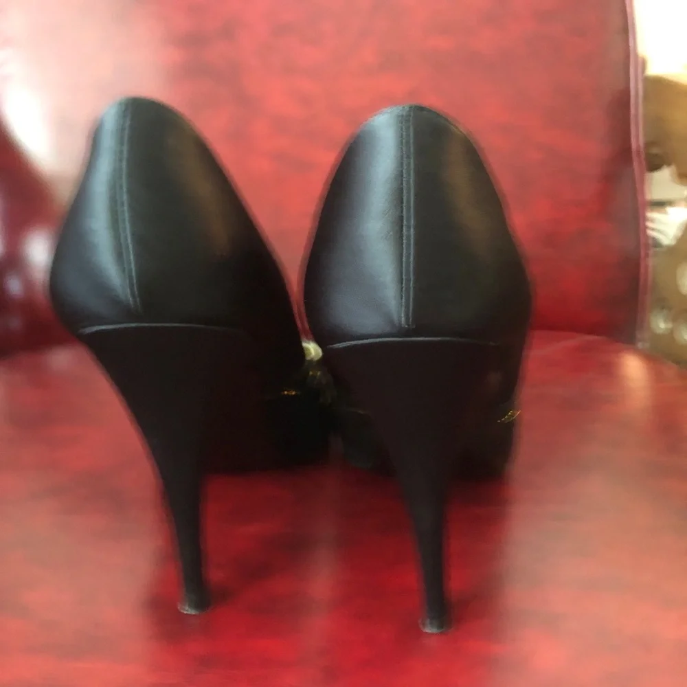 Vintage 80s Black Sequin Embellished Women's High Heels